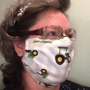 John Deere Plaid Cotton facemask with polypropyl…